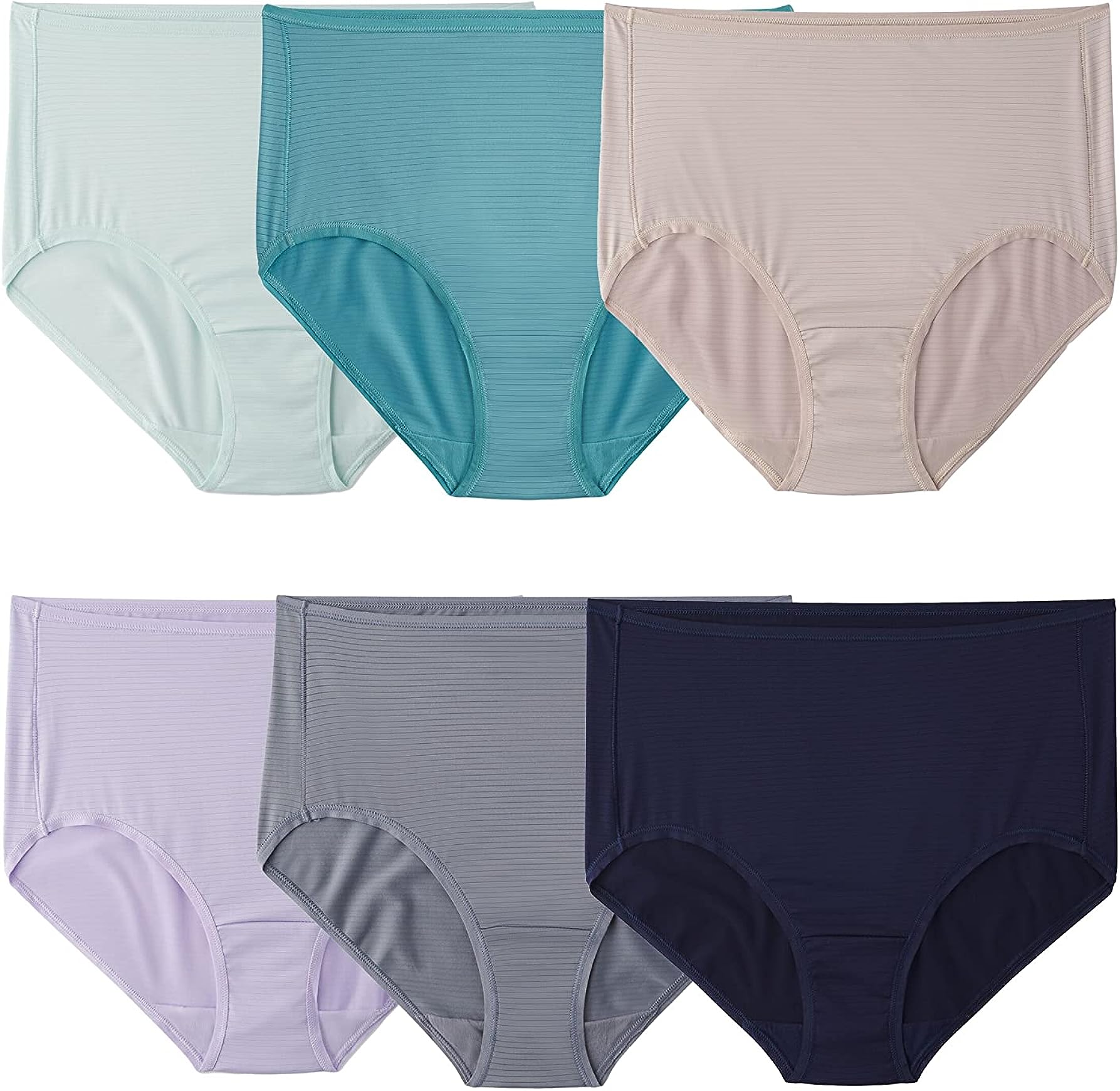 Fruit Of The Loom Womens Breathable Cooling Stripe Brief Panty Assorted 6 Pack - Picture 2 of 4