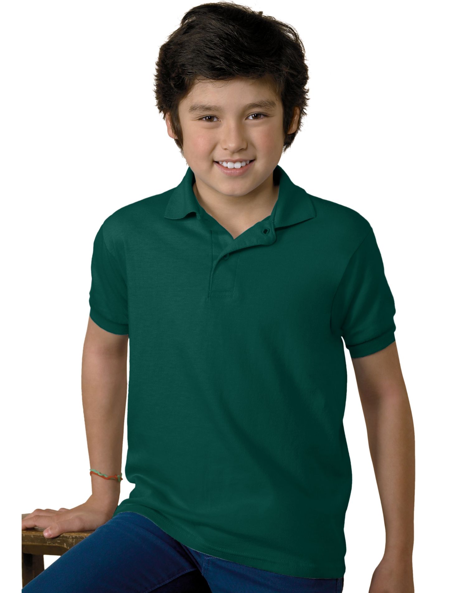 Hanes Kids Cotton-Blend Jersey Polo - Picture 8 of 35