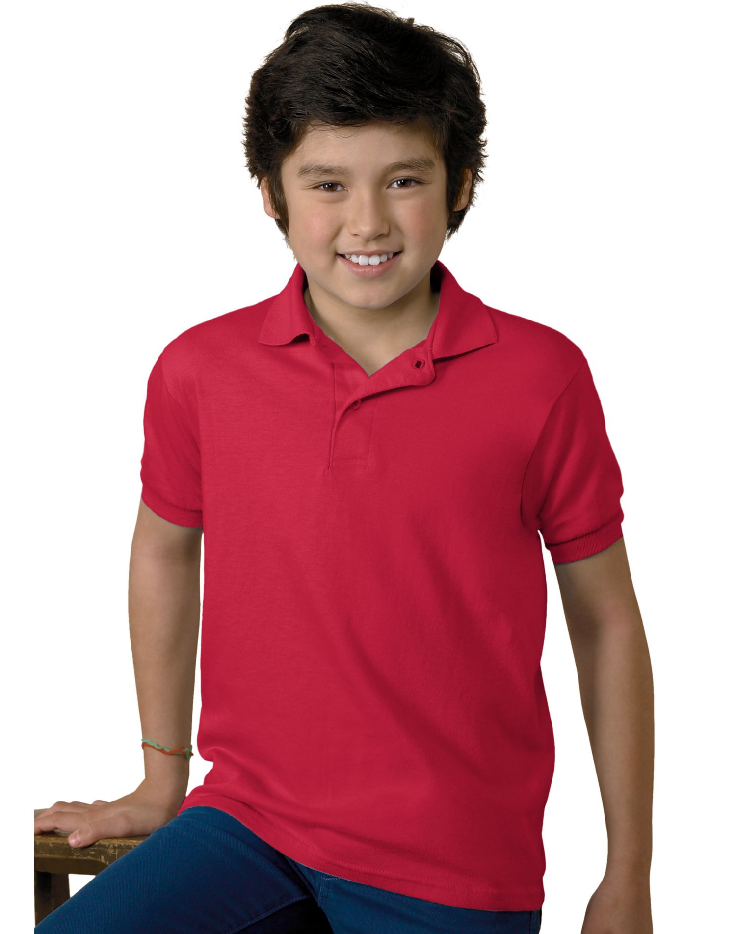 Hanes Kids Cotton-Blend Jersey Polo - Picture 12 of 35