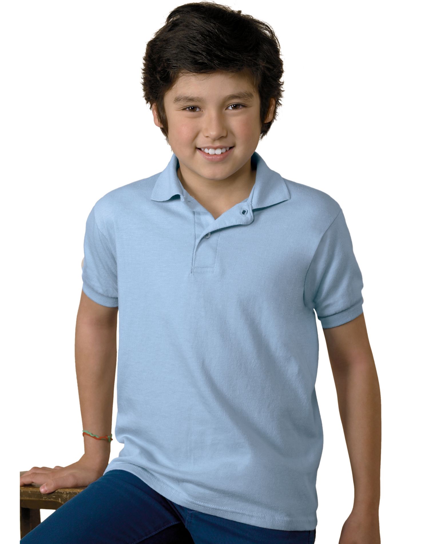 Hanes Kids Cotton-Blend Jersey Polo - Picture 18 of 35