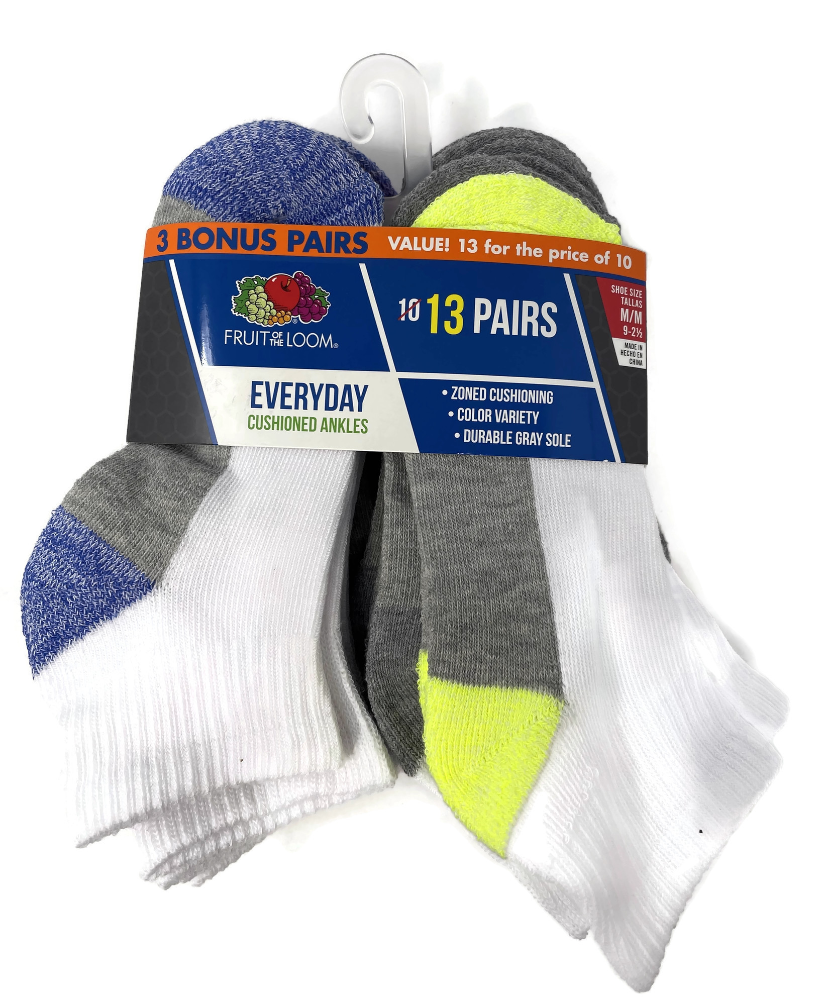 Fruit Of The Loom Boys Everyday Cushioned Ankle Socks - 13-Pack - Picture 3 of 3