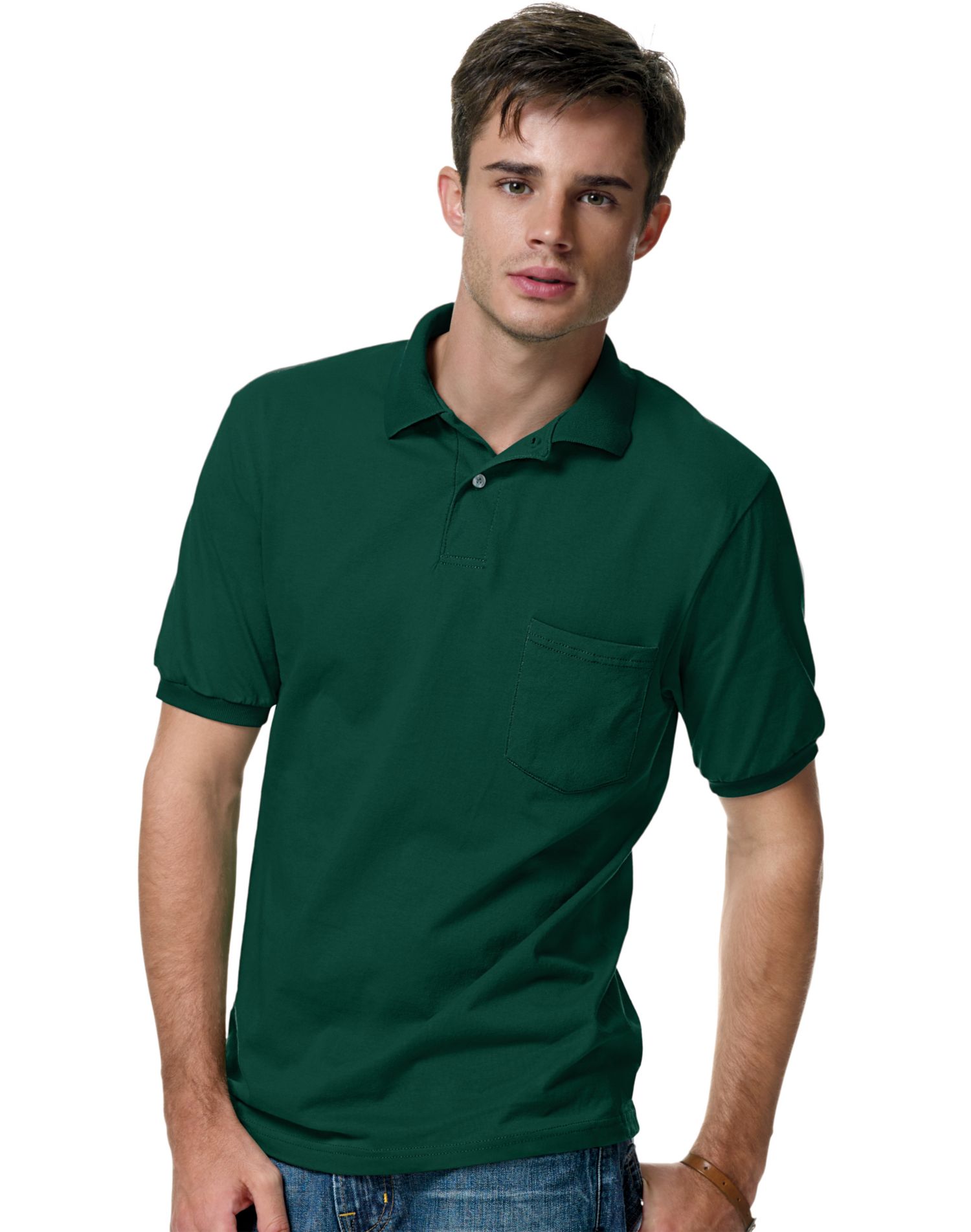 Hanes Mens Cotton-Blend Jersey Polo with Pocket - Picture 10 of 29