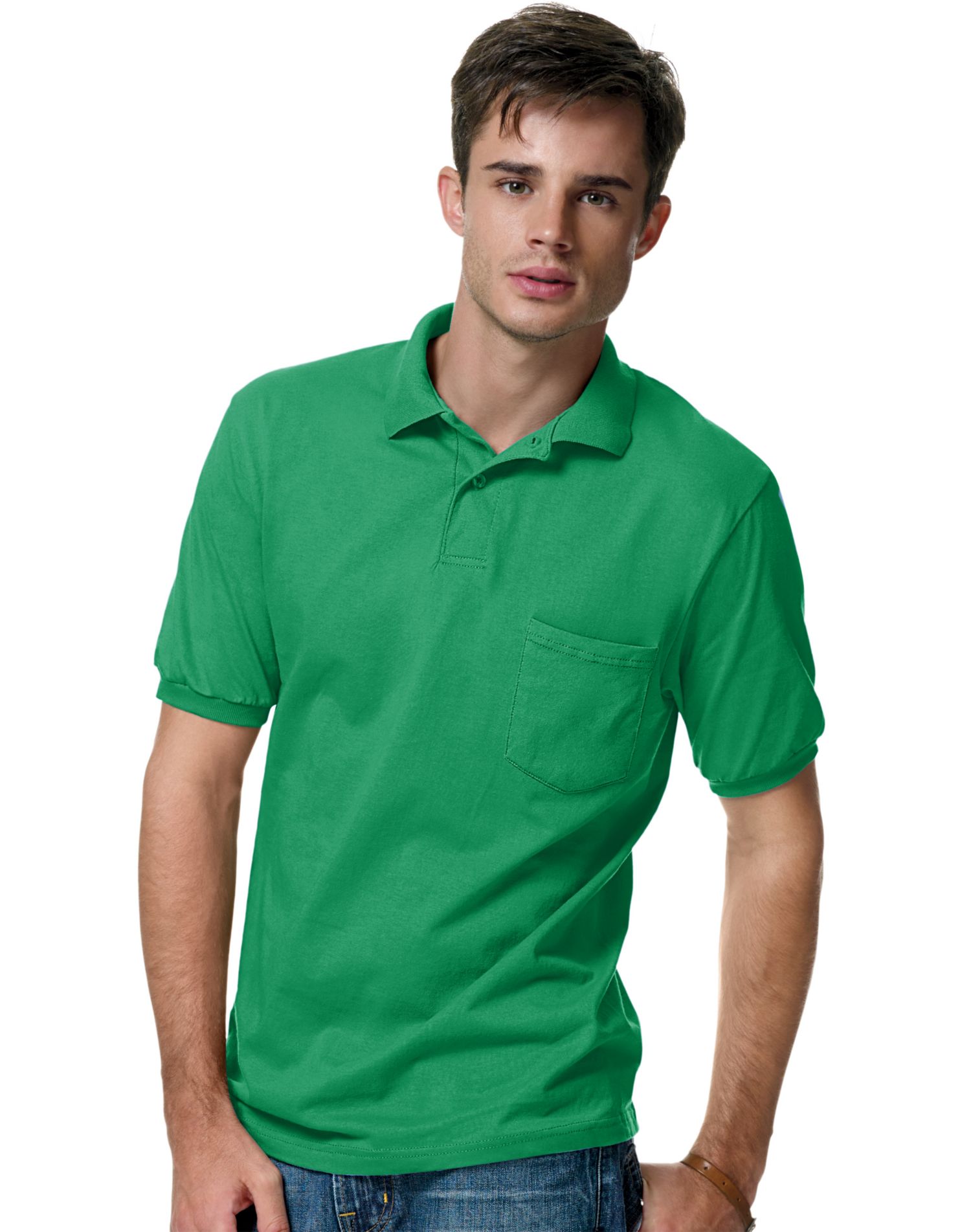 Hanes Mens Cotton-Blend Jersey Polo with Pocket - Picture 18 of 29