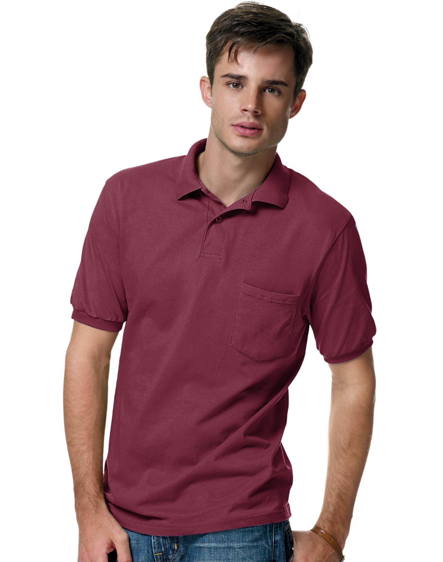 Hanes Mens Cotton-Blend Jersey Polo with Pocket - Picture 24 of 29