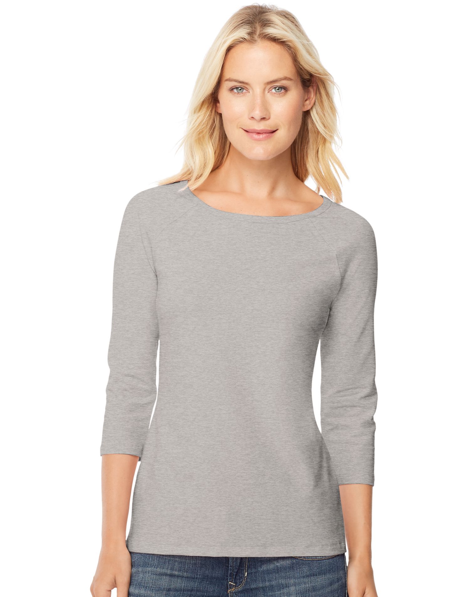 Hanes Womens Stretch Cotton Raglan Sleeve Tee - Picture 8 of 19