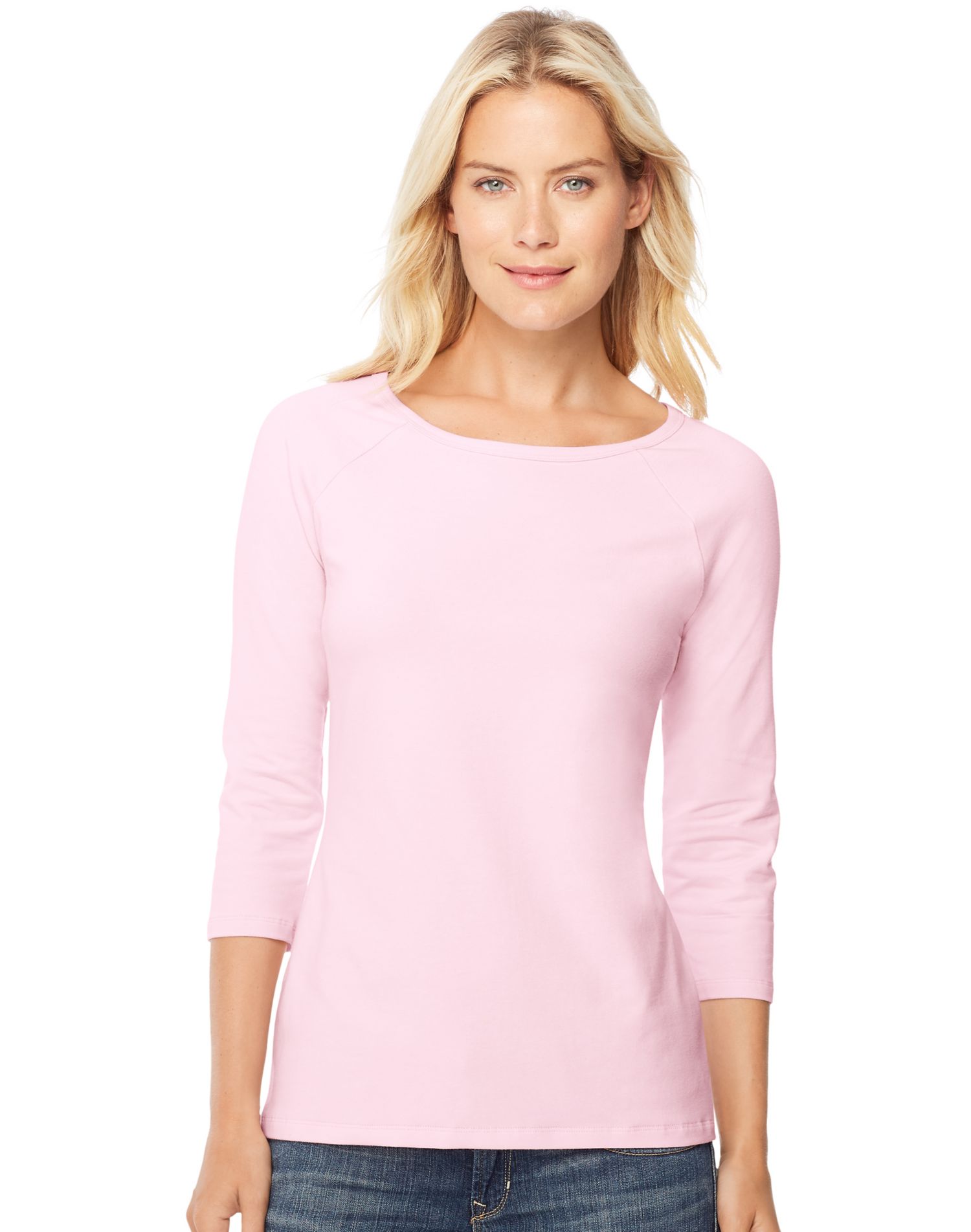 Hanes Womens Stretch Cotton Raglan Sleeve Tee - Picture 14 of 19