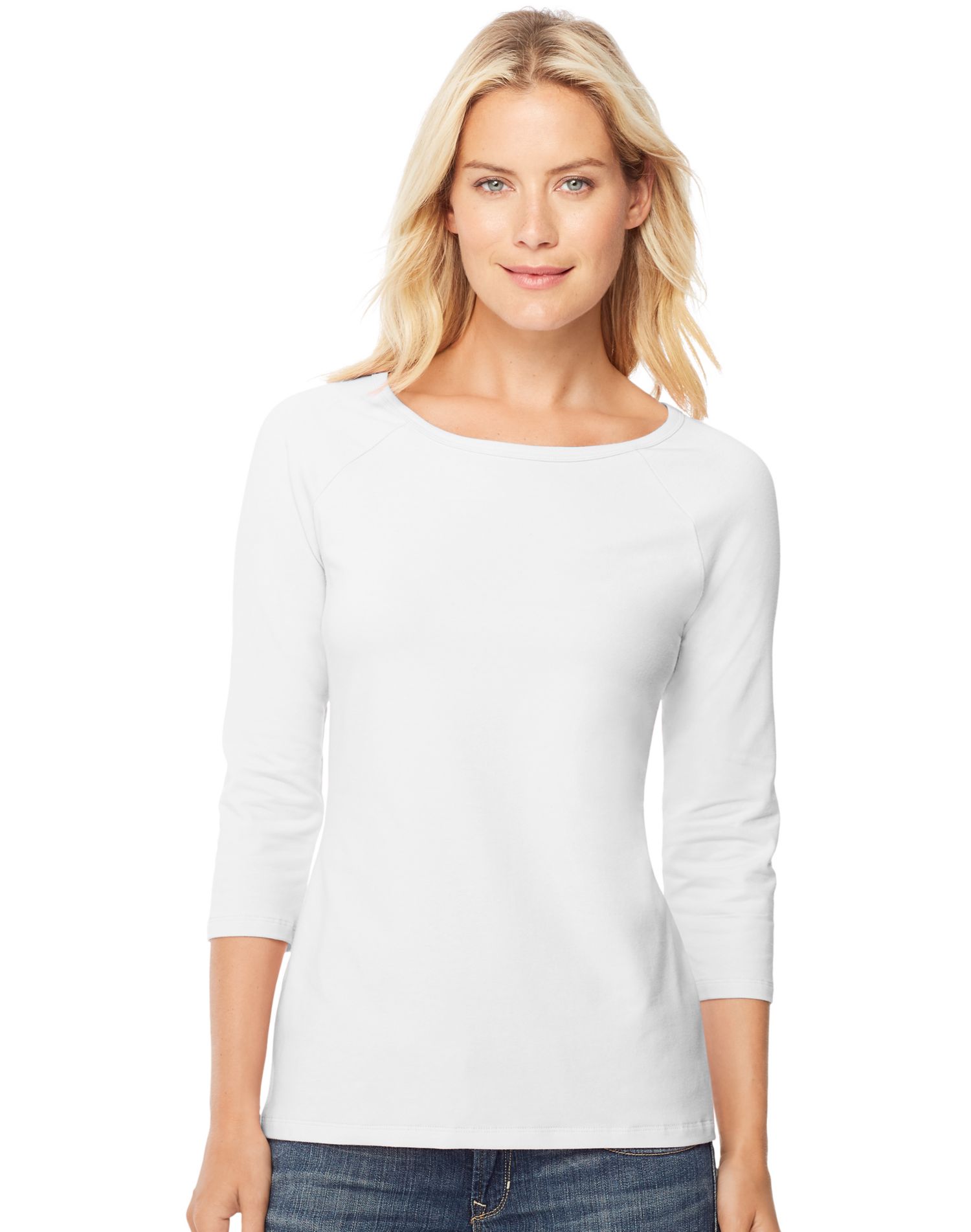Hanes Womens Stretch Cotton Raglan Sleeve Tee - Picture 17 of 19