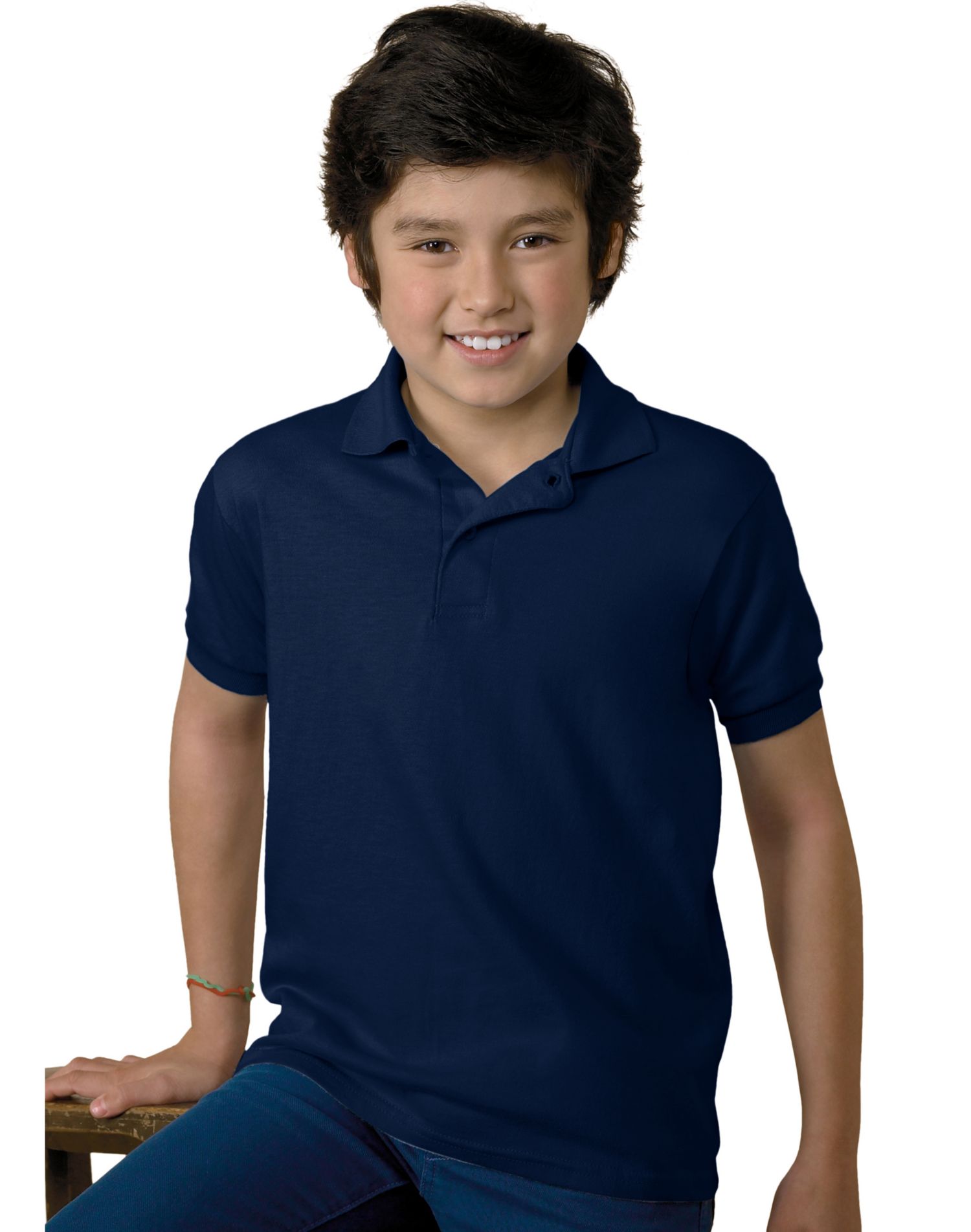 Hanes Kids Cotton-Blend Jersey Polo - Picture 10 of 35