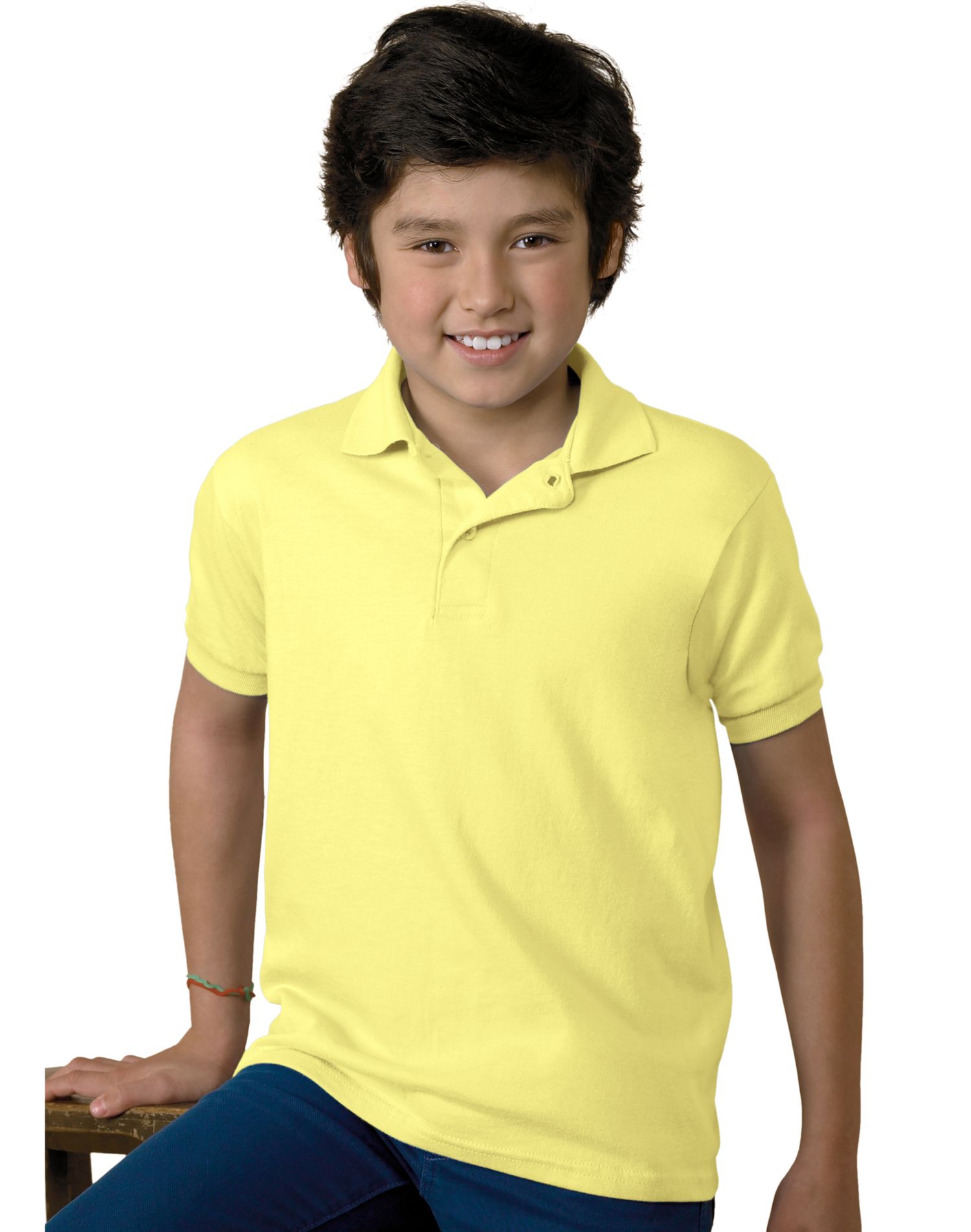 Hanes Kids Cotton-Blend Jersey Polo - Picture 34 of 35