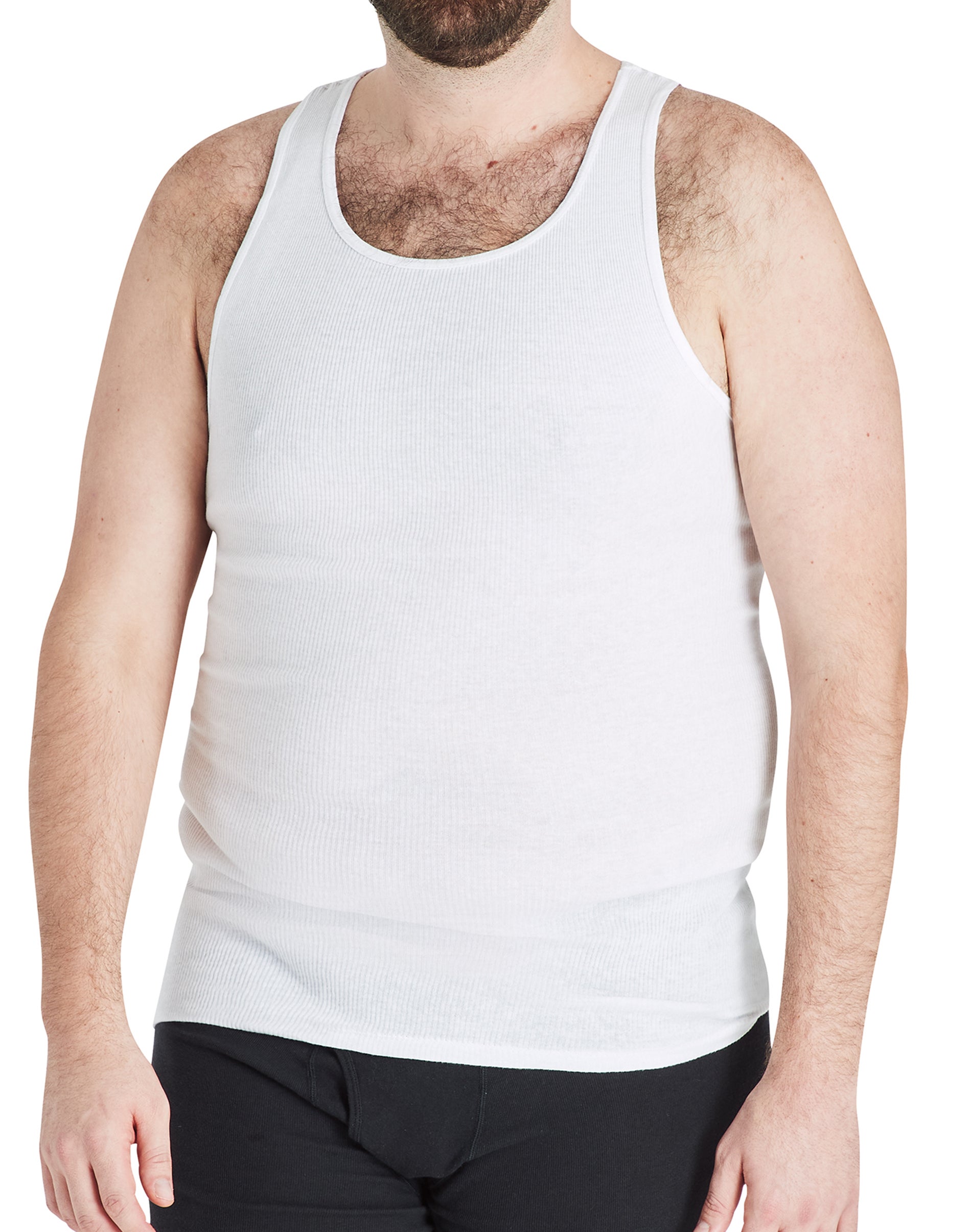 Hanes Herren Ultimate Big White Tank Top Unterhemd 5er Pack - Bild 4 von 4