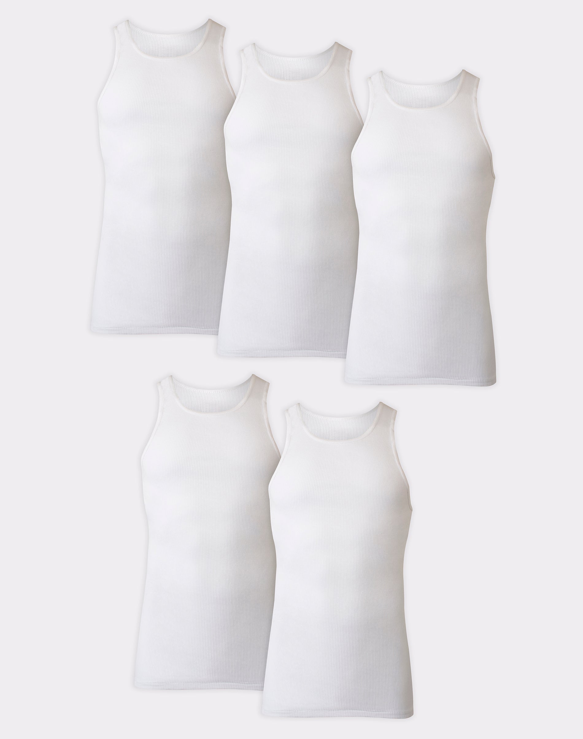 Hanes Herren Ultimate Big White Tank Top Unterhemd 5er Pack - Bild 2 von 4