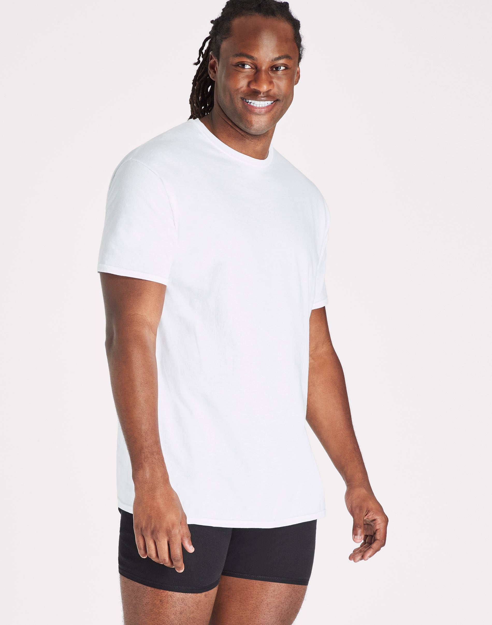 Hanes Ultimate Tall weiches und atmungsaktives Herren-Unterhemd mit Rundhalsausschnitt 4er-Pack - Bild 4 von 4