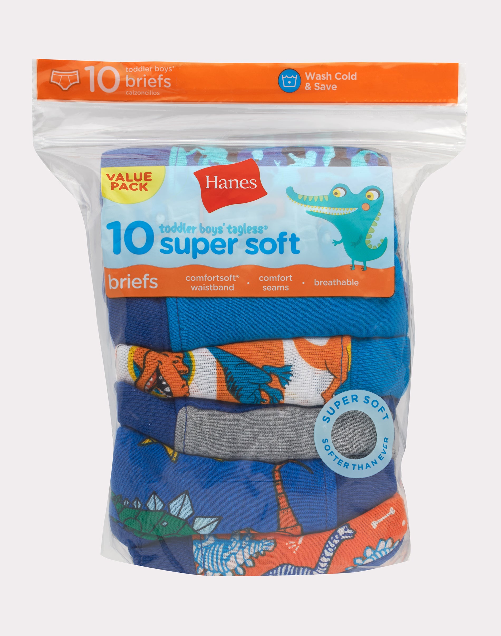 Hanes Toddler Boys Tagless Briefs 10-Pack - Picture 3 of 4