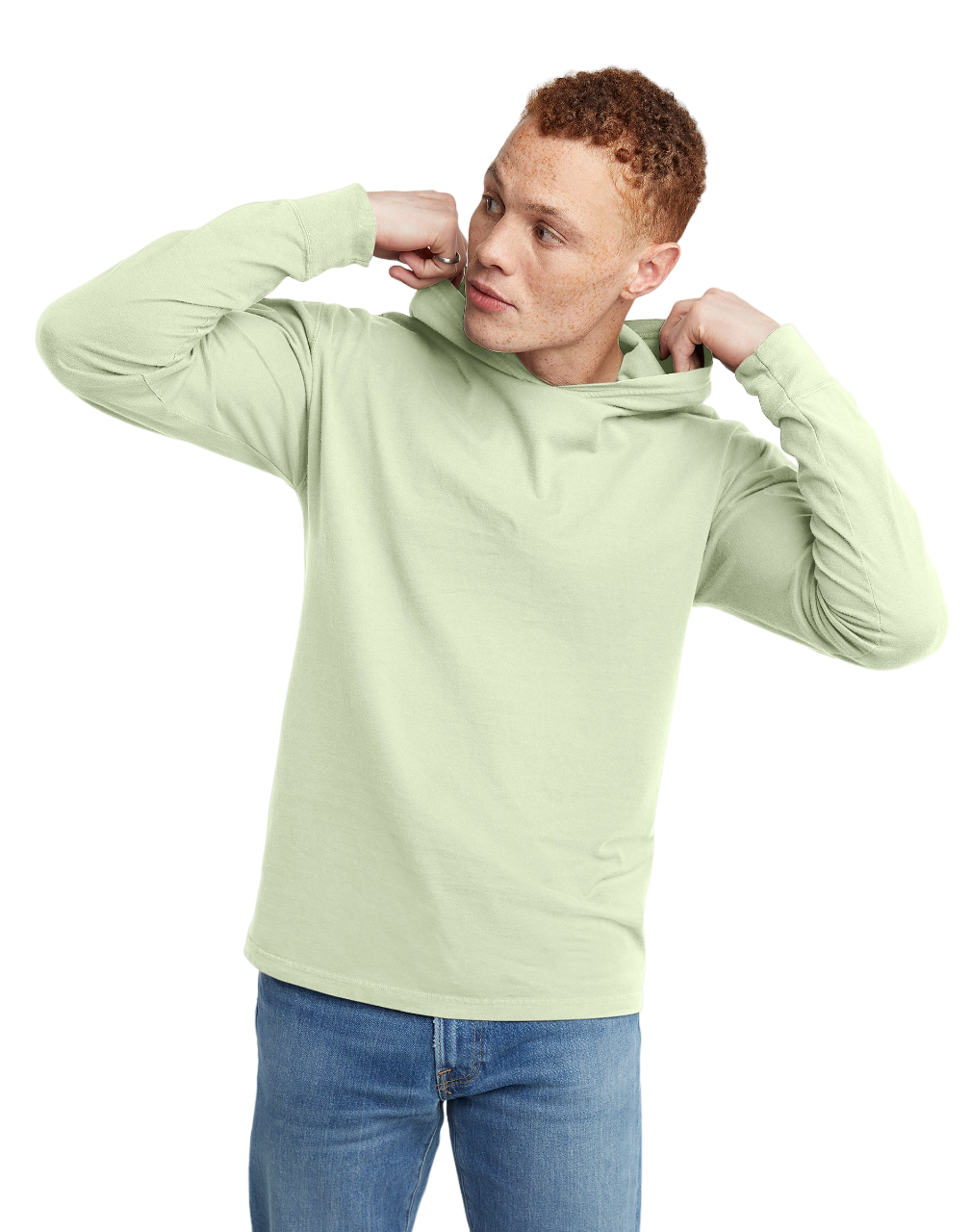 Hanes Originals Adult Garment Dyed Cotton T-Shirt Hoodie - Picture 11 of 16