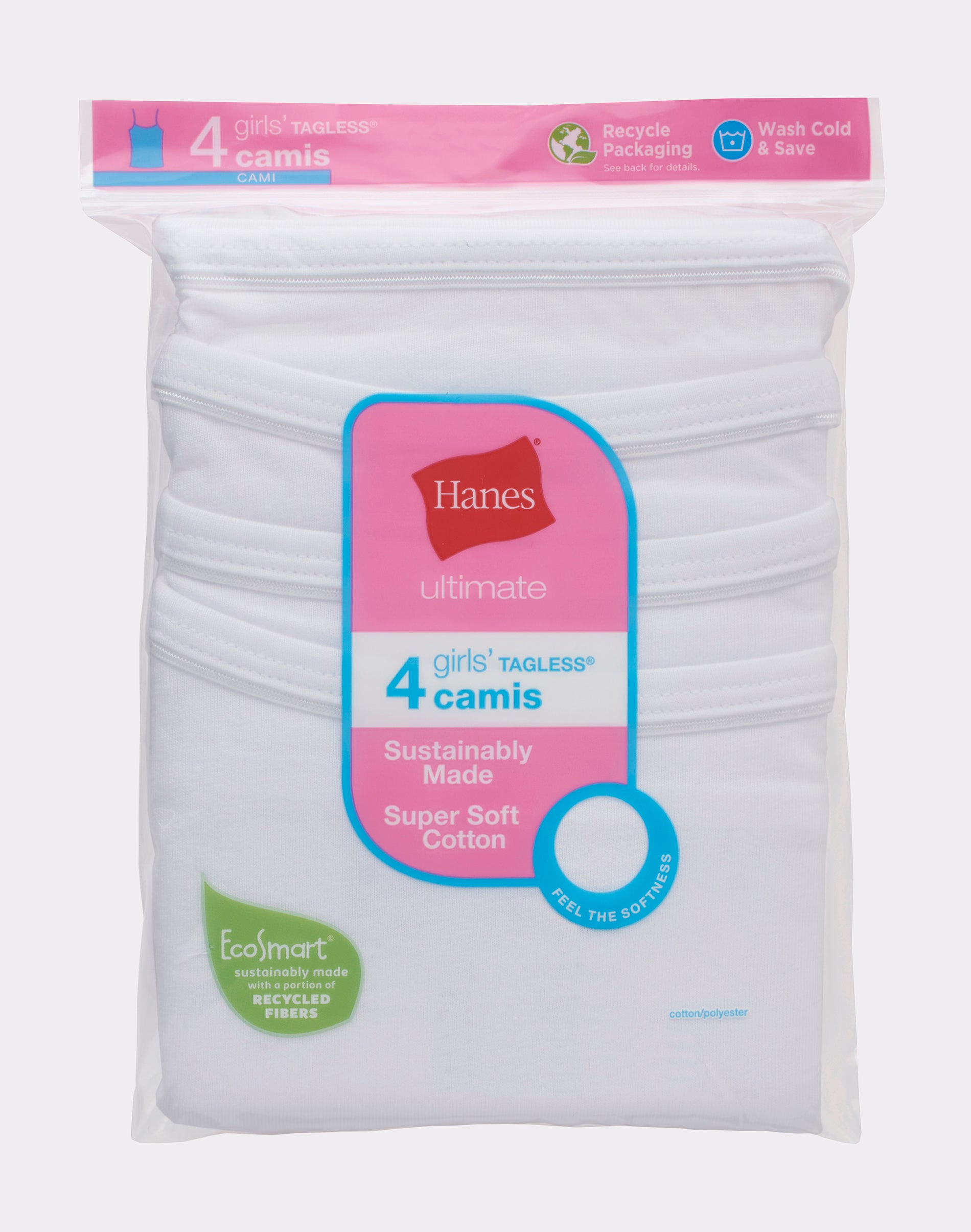 Hanes Girls Ultimate EcoSmart Cami 4-Pack - Picture 3 of 4