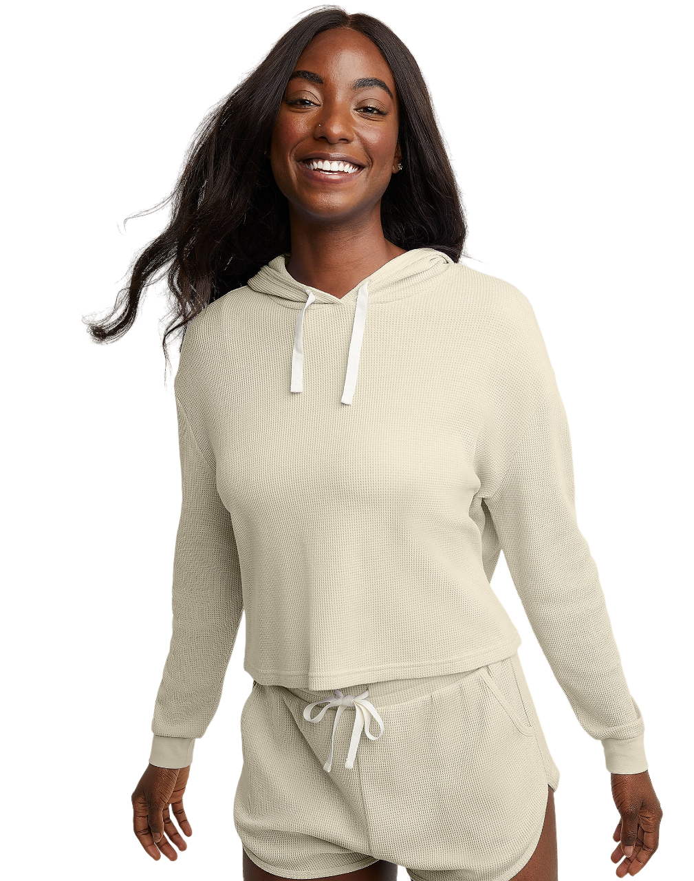 Hanes Originals Womens Waffle Lounge Hoodie - Picture 5 of 13