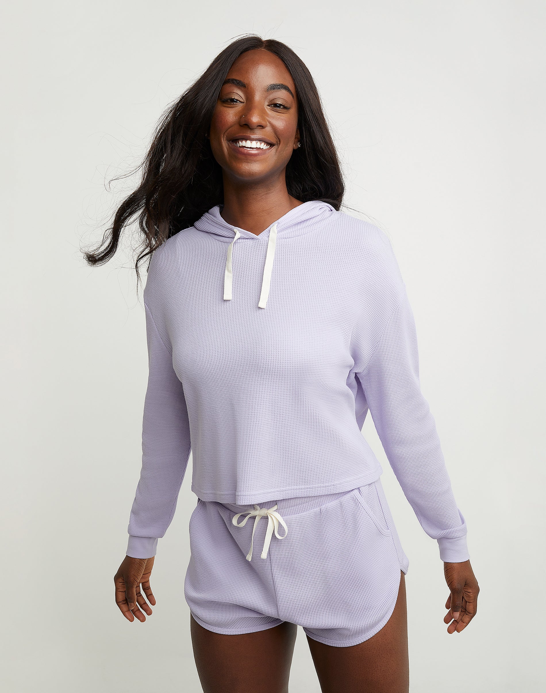 Hanes Originals Womens Waffle Lounge Hoodie - Picture 2 of 13