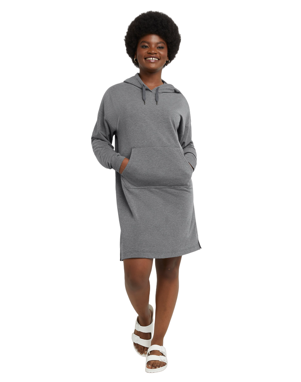 Hanes Originals Womens Soft Brushed Fleece Hoodie Dress - Picture 11 of 19