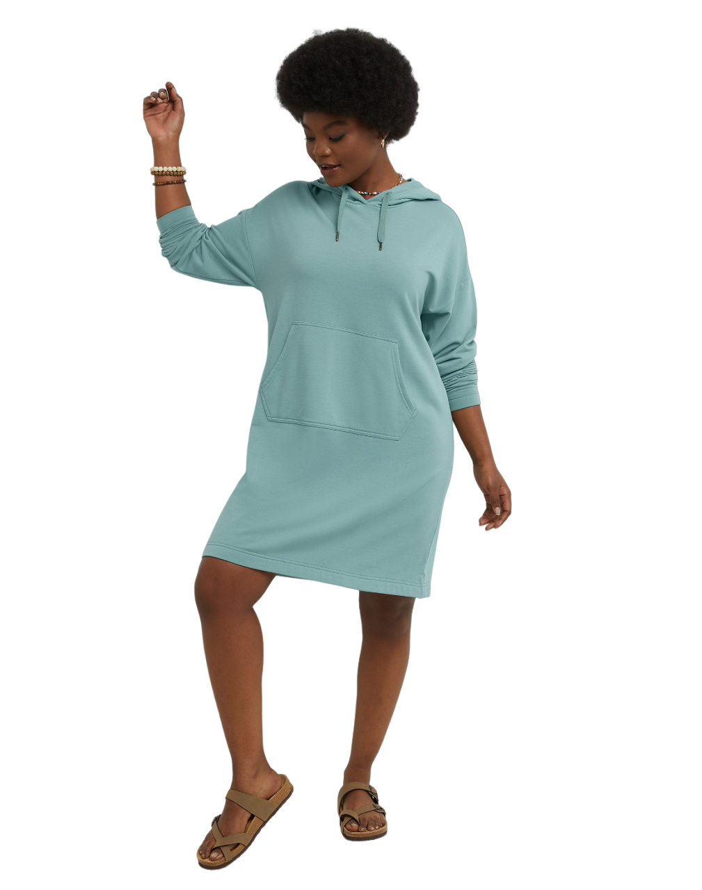 Hanes Originals Womens Soft Brushed Fleece Hoodie Dress - Picture 14 of 19