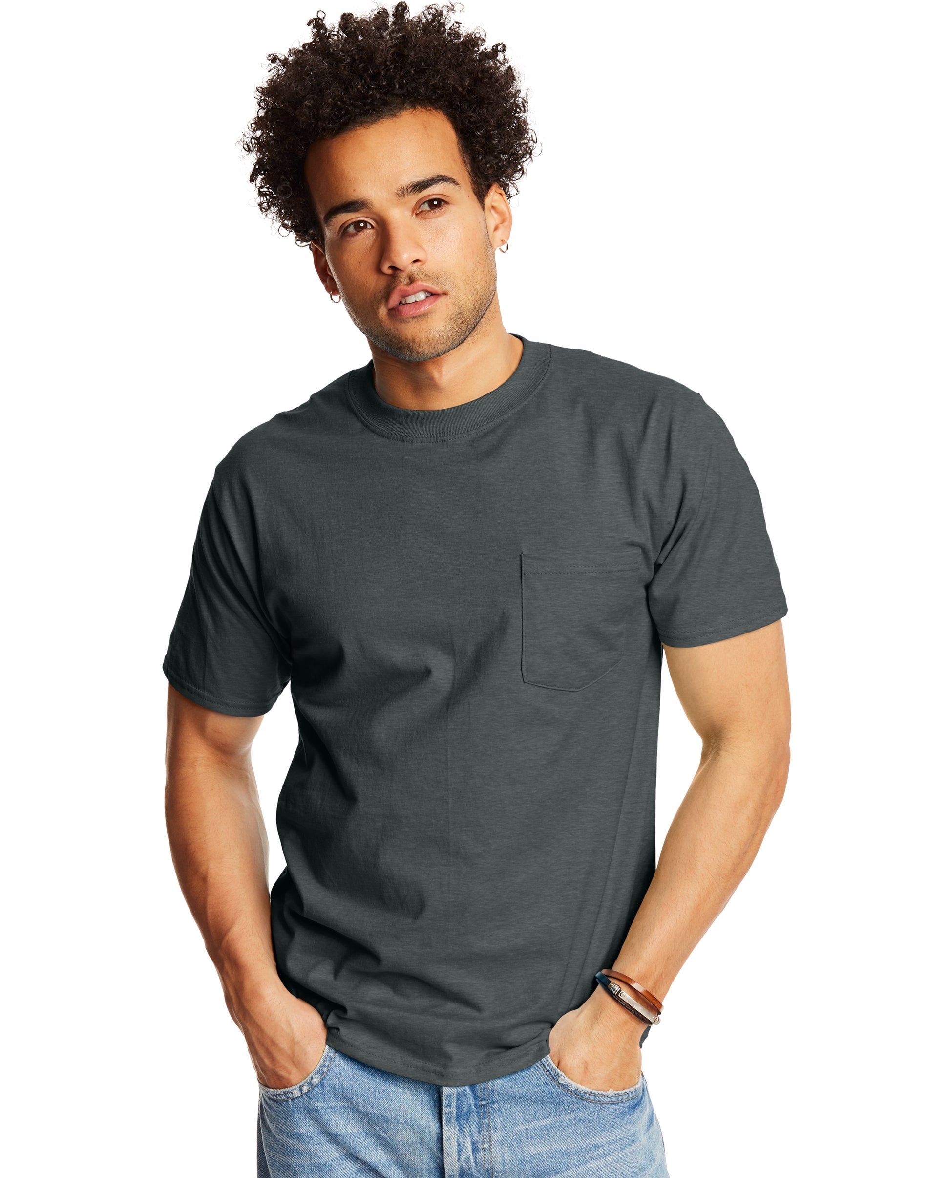 Hanes Erwachsene T-Shirt Beefy-T Pocket 2er Pack - Bild 5 von 28