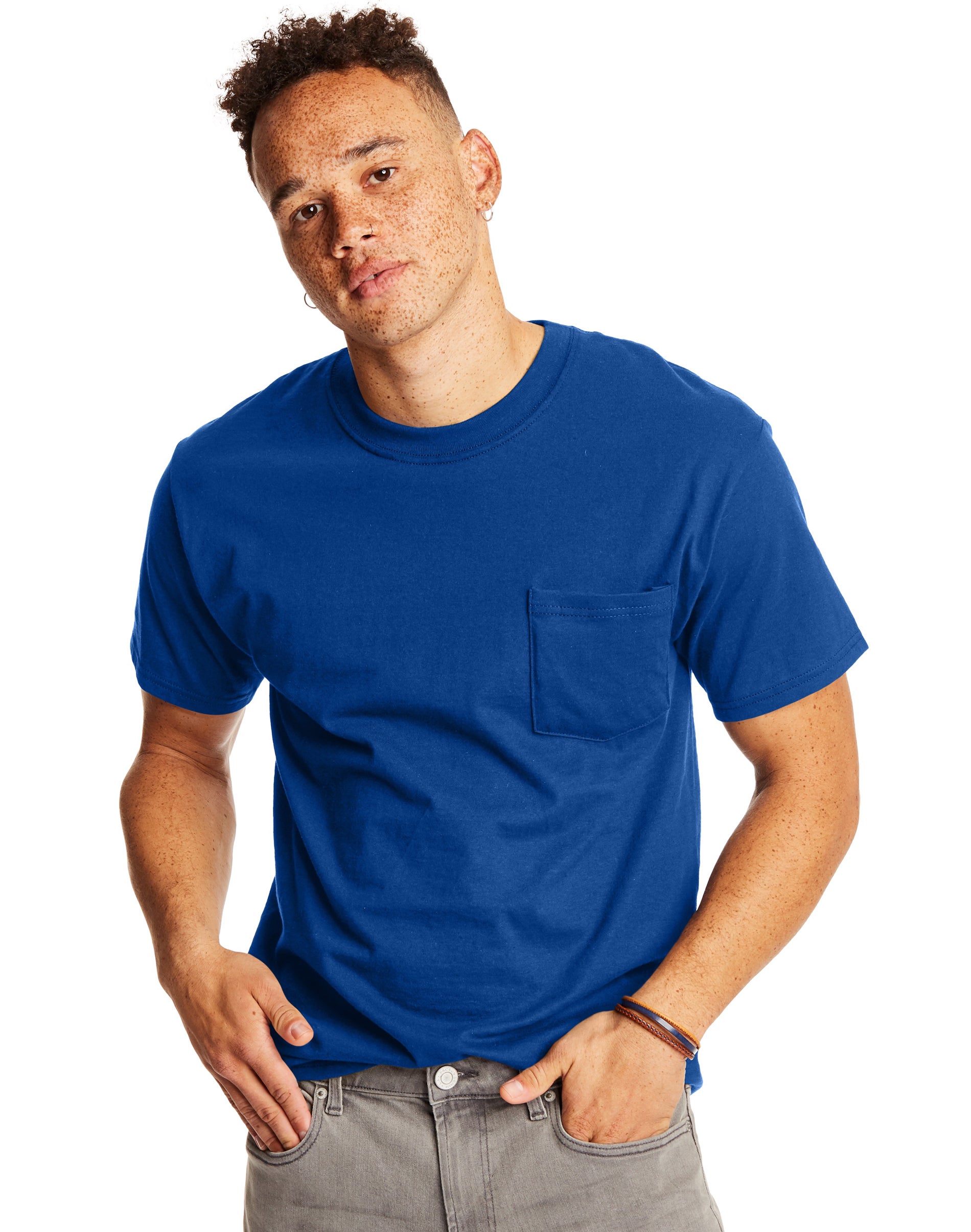 Hanes Erwachsene T-Shirt Beefy-T Pocket 2er Pack - Bild 11 von 28